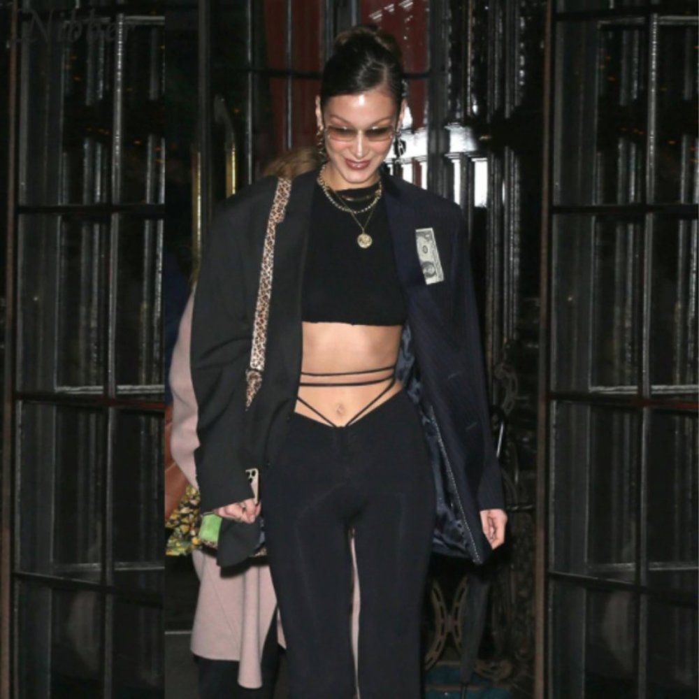 *ONE LEFT* Black High Waisted Lace Up Pants - Picture 4 of 4